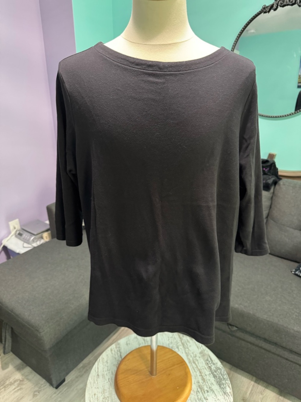 Croft & Barrow Women's Black 3/4 Sleeve Top
